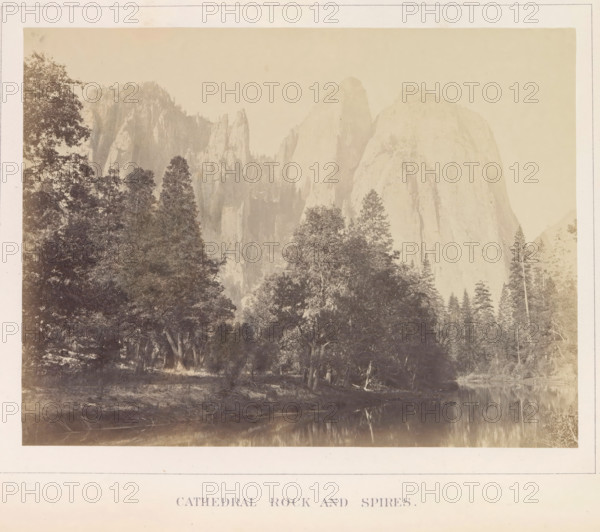 View of Middle Cathedral Rock and other spiers in the Yosemite Valley, Cathedral Rock ans Spires,