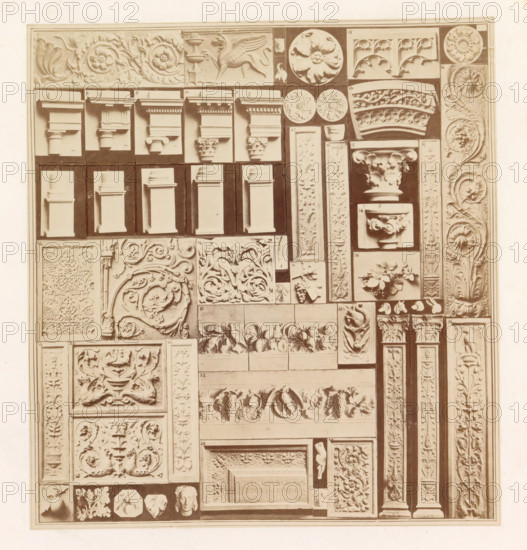 Casts of ancient building fragments, photograph, page, photographer: HG Smith, photographer: HW