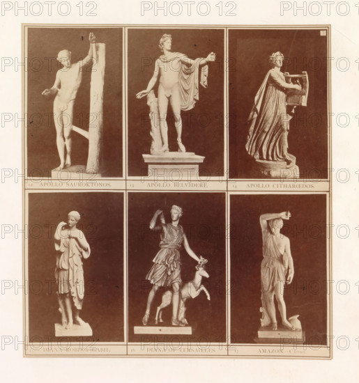 Six casts of ancient sculptures of Apollo, Diana and an Amazon including the Apollo Belvedere and