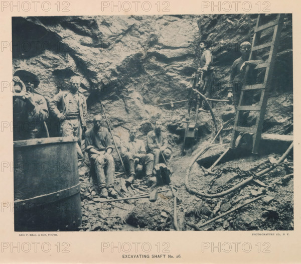 Excavating shaft No. 26, page, photomechanical print, photographer: Hall & Son, George P., New