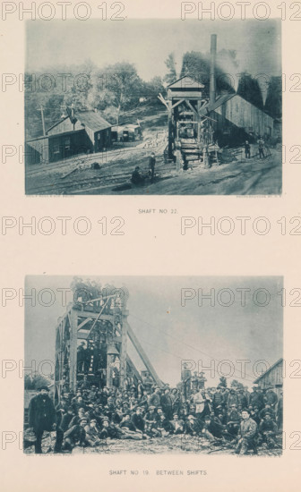 Shaft no 22, Shaft no 19 between shifts, page, photomechanical print, photographer: Hall & Son,