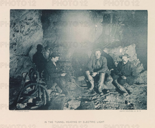In the tunnel heading by electric light, page, photomechanical print, photographer: CF Ferrer, New