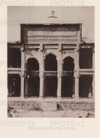 View of a tomb in India from the time of Emperor Akbar, India, page, photomechanical print, title: