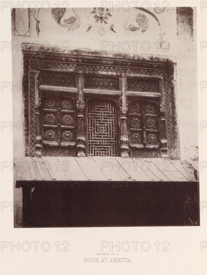 View of a window with ornaments in Amritsar, Punjab, India, page, photomechanical print, title: