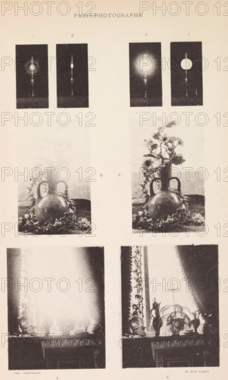 Eight shots of four objects with and without halo, page, photomechanical print, inscription: '1.3.5