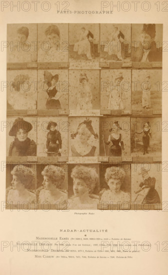 Twenty portraits of Emma Eames, Jeanne Demarsy, Francine Decroza and another actress, photograph,