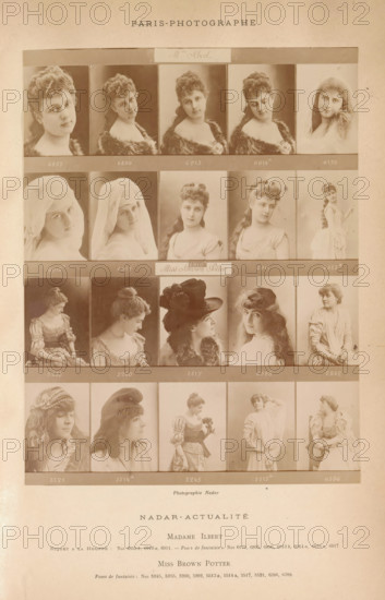 Twenty portraits of Cora Urquhart Brown-Potter and Madame Ilbert, photograph, page, number: '6895,