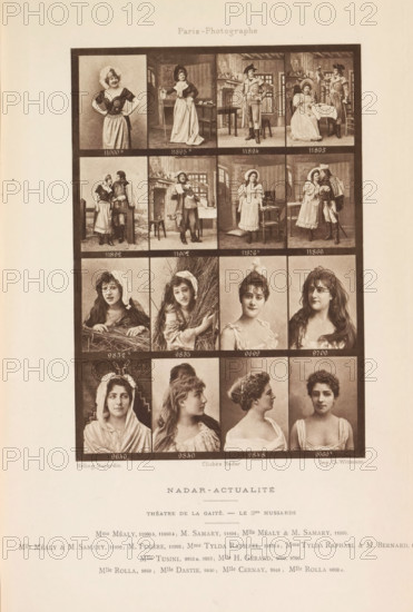 Sixteen portraits of actors and actresses, page, photomechanical print, From left to right: