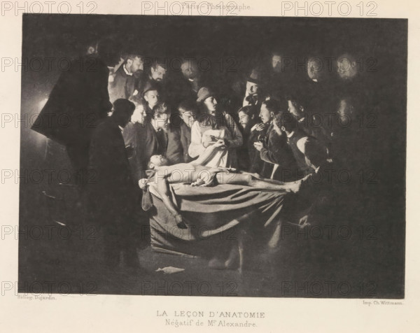 Anatomic lesson, Le leçon d'anatomie, page, photomechanical print, photographer: Alexandre, France,