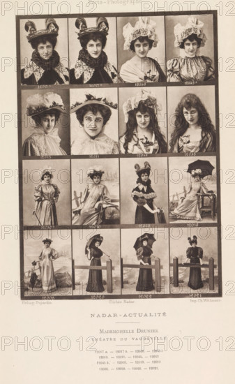 Sixteen portraits by Camille-Gabrielle Drunzer, page, photomechanical print, inscription: 'Théatre