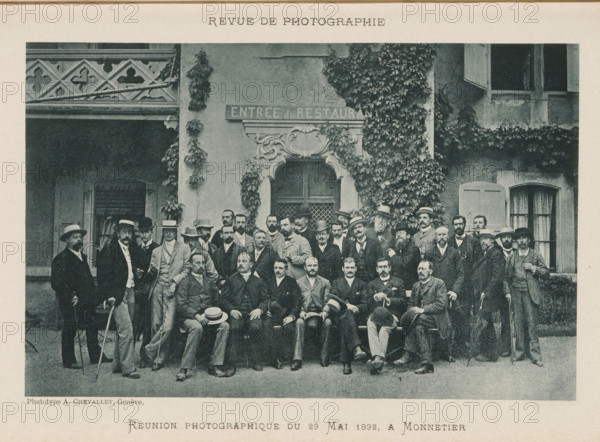 Group portrait of unknown men, Réunion photographique de 29 Mai 1892 a Monnetier, page,