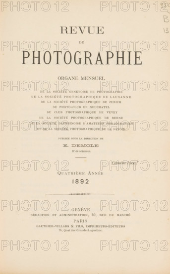 Revue de photographie, book, annotation: 'JAN, 1995', editor (person who revises): Eugène Demole, c