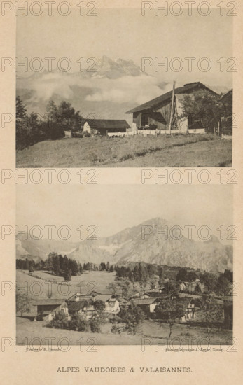Plate with a view of the Valais Alps and the Alps in Vaud, Alpes Vaudoises & Valaisannes, page,