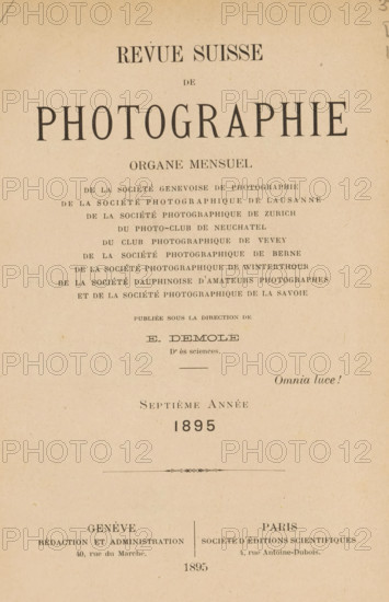 Revue suisse de photographie, Société genevoise de photographie ... et al., book, number: '194',