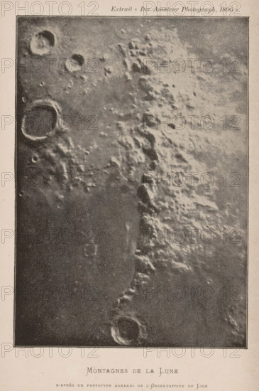 Craters on the moon, photographed from the Lick Observatory in California, Montagnes de la Lune,