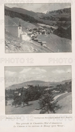 View of the castle and surroundings of Blonay, Switzerland, Le Château et les environs de Blonay