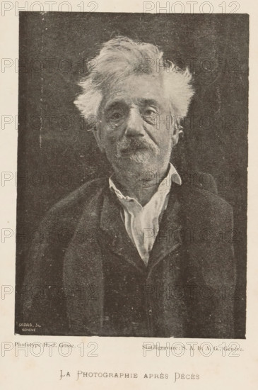 Portrait of an unknown deceased man, La Photographie après Décès, page, photomechanical print,