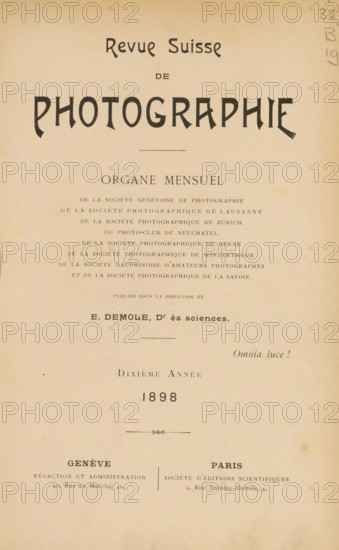 Revue suisse de photographie, Société genevoise de photographie, et al., book, annotation: 'NOV,