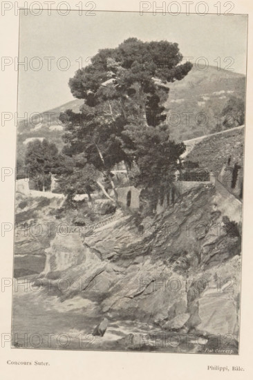 Mountain landscape, page, photomechanical print, monogram: 'AG ph.', inscription: 'Phot. Corresp.',