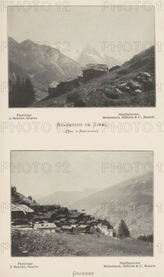 Mountain landscape with huts near Zinal, Au-dessus de Zinal (Val d'Anniviers), page,