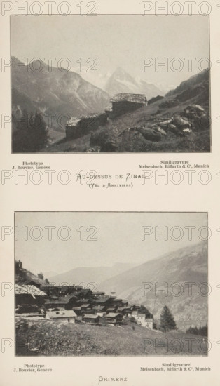 Grimenz, View of Grimentz, page, photomechanical print, maker: Joseph Bouvier, cliché maker: