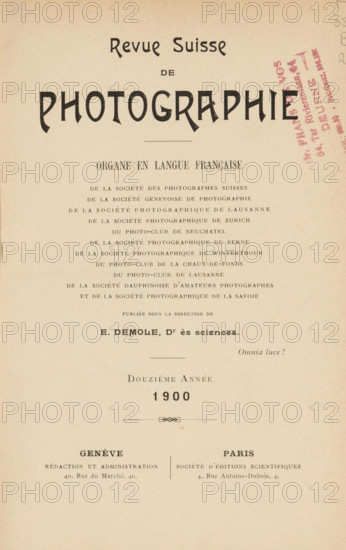 Revue suisse de photographie, Société genevoise de photographie ... et al., book, date: 'Nov 1994',