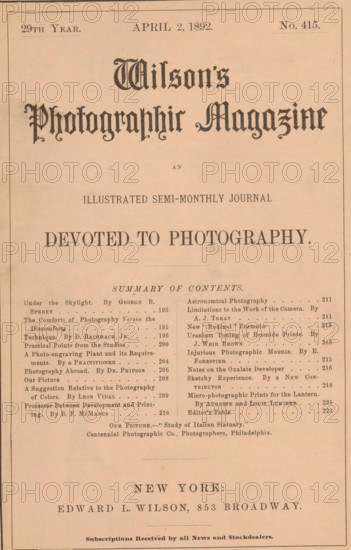 Wilson's photographic magazine, magazine, publisher: Edward Livingston Wilson, New York (city),