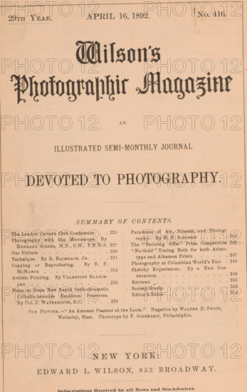 Wilson's photographic magazine, magazine, publisher: Edward Livingston Wilson, New York (city),