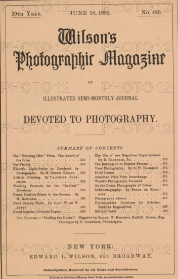 Wilson's photographic magazine, magazine, publisher: Edward Livingston Wilson, New York (city),