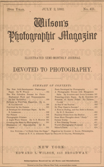 Wilson's photographic magazine, magazine, publisher: Edward Livingston Wilson, New York (city),