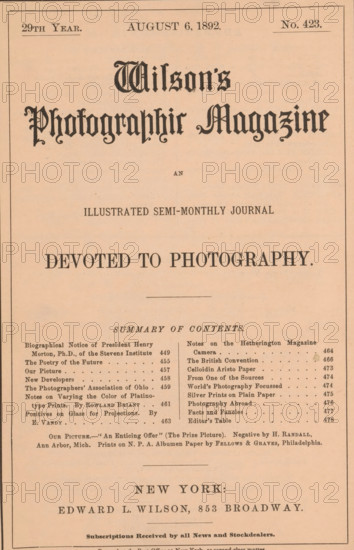 Wilson's photographic magazine, magazine, publisher: Edward Livingston Wilson, New York (city),