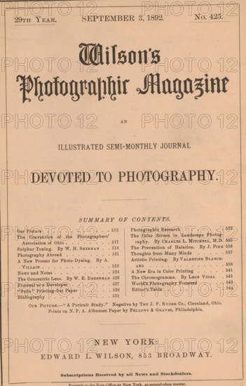 Wilson's photographic magazine, magazine, publisher: Edward Livingston Wilson, New York (city),
