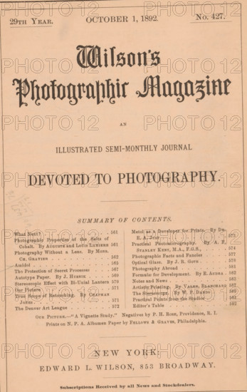 Wilson's photographic magazine, magazine, publisher: Edward Livingston Wilson, New York (city),