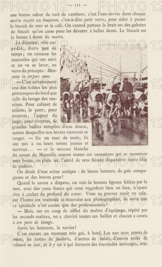 Activities on board a warship, page, photomechanical print, c. 1888 - in or before 1893, paper,