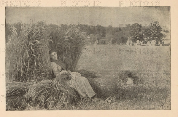 Reproduction of a design of a person sitting in a reed collar, reproduction, page, photomechanical