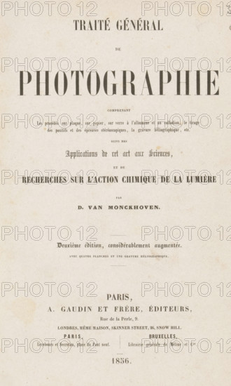 Traité général de photographie, book, inscription: 'Ma ... delapart del'Auteur D. van Monckhoven',