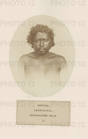 Portrait of an unknown man from the Santhal tribe in eastern India, photograph, page, number: '