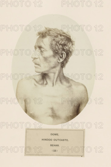 Portrait of an unknown man from the Dom community of Bihar in eastern India, photograph, page,