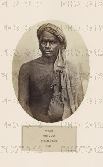 Portrait of an unknown man from the Ahir community of Arrah (former Shahabad) in Bihar, India,