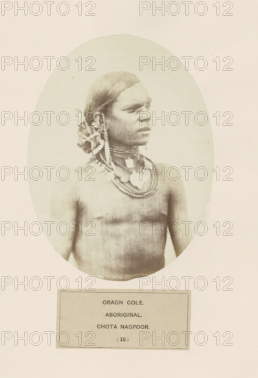Portrait of an unknown man from the Kurukh community of Chota Nagpur in eastern India, photograph,