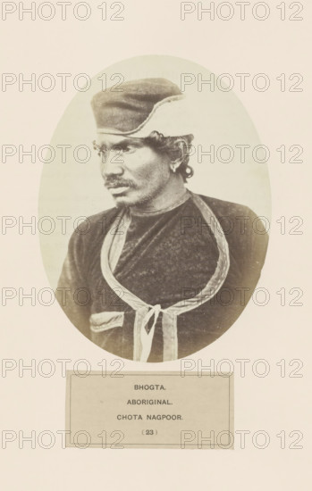 Portrait of an unknown man from the Bhogta community of Chota Nagpur in eastern India, photograph,