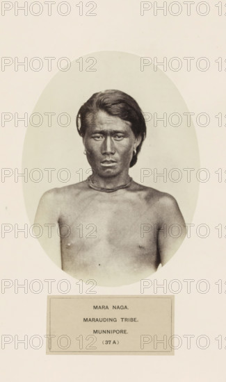 Portrait of an unknown man from the Naga community of Manipur, photograph, page, number: '(37 A)',