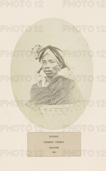 Portrait of an unknown man from the Kuki tribe of Assam, photograph, page, number: '(39)',