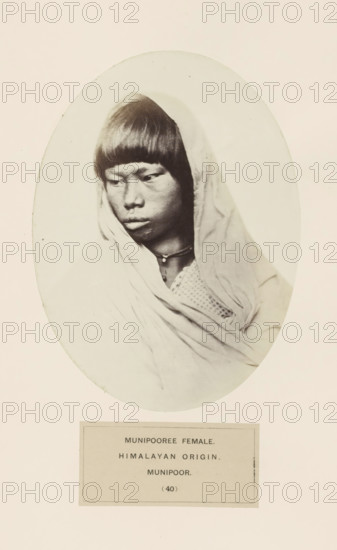 Portrait of an unknown woman from the Meitei community of Manipur, photograph, page, inscription: