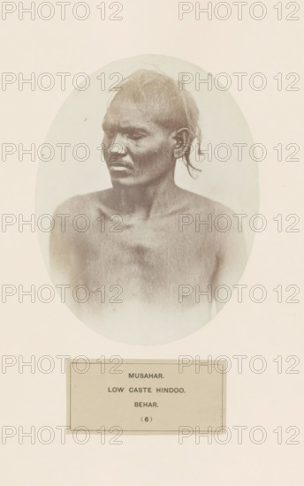 Portrait of an unknown man from the Musahar community of Bihar in eastern India, photograph, page,
