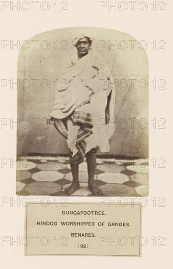 Portrait of an unknown man from the Gangaputra Brahmin community of Varanasi, Uttar Pradesh, India,