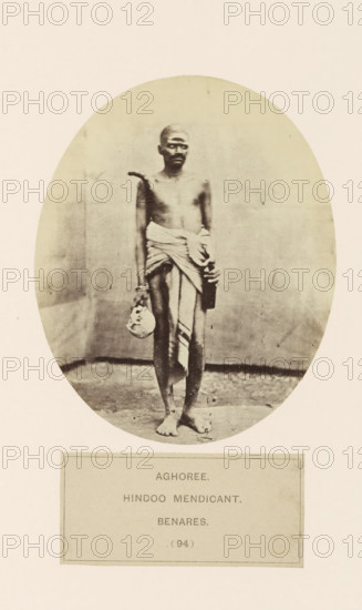 Portrait of an unknown man from the Aghori mendicant community of Varanasi, Uttar Pradesh, India,