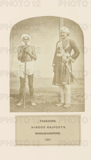 Portrait of two unknown men from the Thakur community of Shahjahanpur, Uttar Pradesh, India,