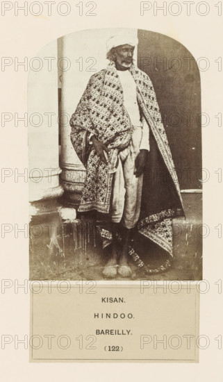 Portrait of an unknown man from the Kisan community of Bareilly, Uttar Pradesh, India, photograph,