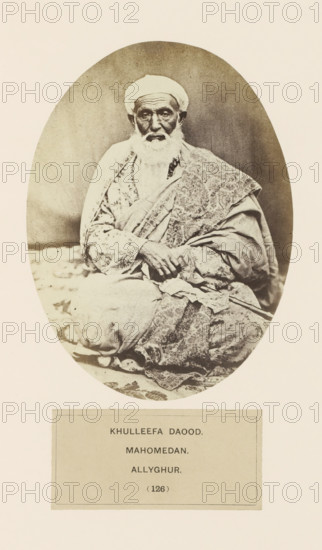 Portrait of Khulleefa Daood from Aligarh, Uttar Pradesh, India, photograph, page, inscription: